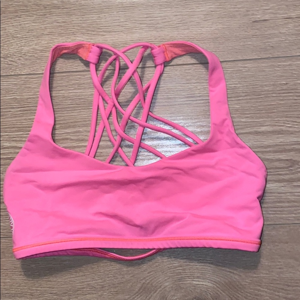 Lululemon x SoulCycle neon pink sports bra